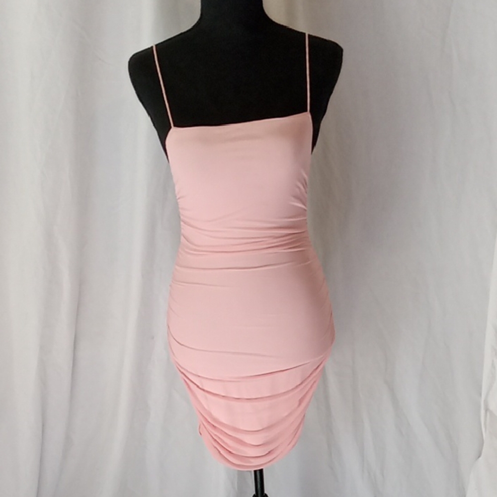 Hello Molly Pink Ruched Bodycon Mini Dress